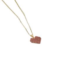 Zircônio cúbico Micro Pave colar de bronze, cobre, Coração, banhado, micro pavimento em zircônia cúbica & para mulher, dourado, comprimento 50 cm, vendido por PC