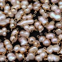 Slatkovodni Pearl Konektor, s Mesing, Barok, zlatna boja pozlaćen, Prirodno & modni nakit & možete DIY, 8x15-12x22mm, Prodano By PC