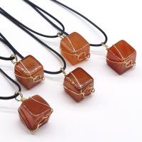 Red Agate vedhæng, med Zinc Alloy, Square, poleret, du kan DIY, rød, 17mm, Solgt af PC