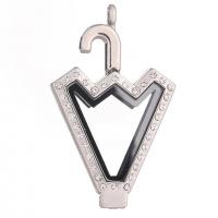 Flotante pendiente del Locket, aleación de zinc, con Vidrio, Paraguas, chapado, Bricolaje & con diamantes de imitación, más colores para la opción, 56x34x8mm, Vendido por UD