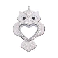 Flottant Locket Pendant, alliage de zinc, avec verre, hibou, Placage, DIY & avec strass, plus de couleurs à choisir, 60x40x6mm, Vendu par PC