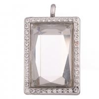 Zinc Alloy Rhinestone Pendler, med Glas, Square, forgyldt, du kan DIY & med rhinestone, flere farver til valg, 43x26x15mm, Solgt af PC