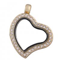 Zinc Alloy Rhinestone Pendants with Glass Heart plated DIY & with rhinestone Sold By PC