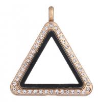 Zinc Alloy Rhinestone Pendler, med Glas, Triangle, forgyldt, du kan DIY & med rhinestone, flere farver til valg, 37x30x7mm, Solgt af PC