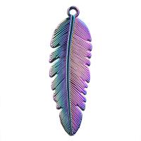 Zinc Alloy Leaf Vedhæng, forgyldt, du kan DIY, flerfarvede, 44x14mm, Længde 45 cm, Solgt af PC