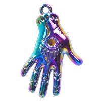 Zinc Alloy main pendentifs, alliage de zinc, Placage coloré, DIY, multicolore, 31x21mm, Longueur 45 cm, Vendu par PC