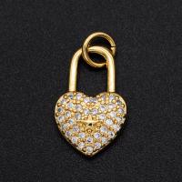 Cubic Zirconia Micro Pave bronze Pingente, cobre, bloqueio para crianças, banhado, DIY & micro pavimento em zircônia cúbica, cores misturadas, vendido por PC