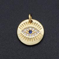 Evil Eye Hangers, Messing, plated, DIY & micro pave zirconia, gemengde kleuren, 11x11mm, Verkocht door PC