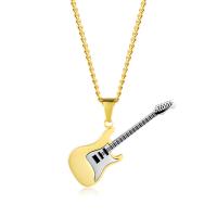 Collana di titanio acciaio, Titantium acciaio, with 1.96inch extender chain, chitarra, placcato, girevole & unisex & Twist ovale & con modello lettera, nessuno, 52x17mm, 3mm, Venduto per Appross. 23.6 pollice filo