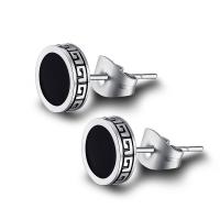 Titanium Staal Earring, Rond plat, uniseks & glazuur, 7.80mm, Verkocht door PC