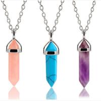 Natural Gemstone Necklace with zinc alloy bail & Unisex Length Approx 19.68 Inch Sold By PC