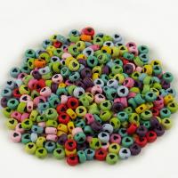 Solid Color Acryl Kralen, Ronde, DIY & met hart patroon, meer kleuren voor de keuze, 7x4mm, 100pC's/Bag, Verkocht door Bag