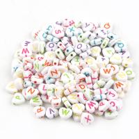 Alphabet Acryl Kralen, DIY & met brief patroon, multi-gekleurde, 11.20x4.50mm, 100pC's/Bag, Verkocht door Bag