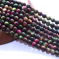 Tiger Eye Beads, Runde, poleret, du kan DIY, blandede farver, Solgt Per 38 cm Strand