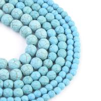 Χάντρες Turquoise, τυρκουάζ, Γύρος, γυαλισμένο, DIY & πολύπλευρη, μπλε, Sold Per 38 cm Strand