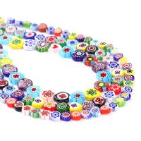 Millefiori Slice Lampeperler, Lampwork, Heart, udskrivning, du kan DIY, blandede farver, Solgt Per 38 cm Strand