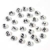 Alphabet Acryl Kralen, Ronde, DIY & met brief patroon, gemengde kleuren, 7x3.80mm, 100pC's/Bag, Verkocht door Bag