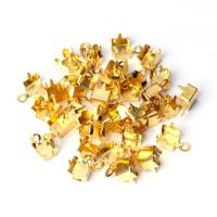 metal Ajuste de garras, chapado, dorado, 6mm, 100PCs/Bolsa, Vendido por Bolsa