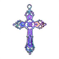 Zink Alloy Cross Hängen, färgrik pläterade, DIY, flerfärgad, 55x36mm, Längd 45 cm, Säljs av PC