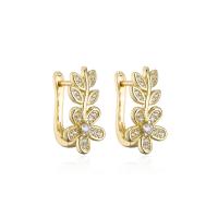 Brass Huggie Hoop Earring gold color plated micro pave cubic zirconia & for woman Sold By PC