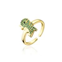 Messing Manchet Finger Ring, gold plated, Verstelbare & micro pave zirconia & voor vrouw, groen, Binnendiameter:Ca 18mm, Verkocht door PC