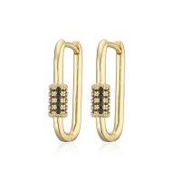 Orecchini cerchietti Hoop ottone, Placcato oro 18K, Micro spianare cubic zirconia & per la donna, nessuno, 12x22mm, Venduto da coppia