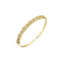 ottone braccialetto da polso, Placcato oro 18K, Regolabile & con motivo a cuore & Micro spianare cubic zirconia & per la donna, nessuno, 58mm, Venduto da PC