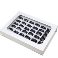 Stainless Steel ring Set, fingerring, Unisex, blandede farver, 8mm, 36pc'er/Box, Solgt af Box