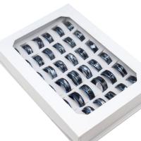 Roestvrij staal ring Set, vinger ring, uniseks, gemengde kleuren, 8mm, 36pC's/box, Verkocht door box