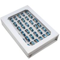 Roestvrij staal ring Set, vinger ring, uniseks, blauw, 8mm, 36pC's/box, Verkocht door box