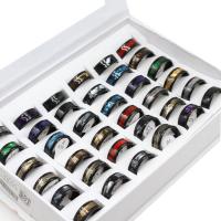 Edelstahl Ring Set, Fingerring, unisex, gemischte Farben, 8mm, 36PCs/Box, verkauft von Box