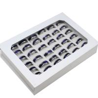 Stainless Steel ring Set, fingerring, Unisex, blandede farver, 8mm, 36pc'er/Box, Solgt af Box