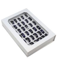 Roestvrij staal ring Set, vinger ring, uniseks, blauw, 8mm, 36pC's/box, Verkocht door box