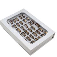 Roestvrij staal ring Set, vinger ring, uniseks, gouden, 8mm, 36pC's/box, Verkocht door box