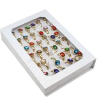 ROSTFRITT STÅL ring Set, finger ring, för kvinna & med strass, blandade färger, 4mm, 36PC/Box, Säljs av Box