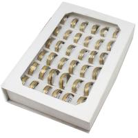 Roestvrij staal ring Set, vinger ring, uniseks, gemengde kleuren, 8mm, 36pC's/box, Verkocht door box