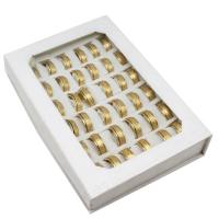 Roestvrij staal ring Set, vinger ring, uniseks, gouden, 8mm, 36pC's/box, Verkocht door box