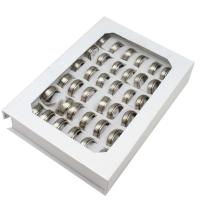 Roestvrij staal ring Set, vinger ring, uniseks, gemengde kleuren, 8mm, 36pC's/box, Verkocht door box