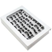 aço inoxidável anel Set, Anel de dedo, unissex, cores misturadas, 8mm, 36PCs/box, vendido por box