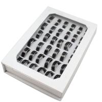 aço inoxidável anel Set, Anel de dedo, unissex, cores misturadas, 8mm, 36PCs/box, vendido por box