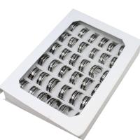 aço inoxidável anel Set, Anel de dedo, unissex, cores misturadas, 8mm, 36PCs/box, vendido por box