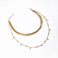 Collier de mode Multi couche, alliage de zinc, avec 1.97 chaînes de rallonge, Placage, bijoux de mode & multicouche & pour femme, doré, Longueur 19.3 pouce, Vendu par PC