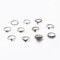 Sinc Alloy Ring Set, plátáilte, 11 phíosa & jewelry faisin & do bhean, dathanna níos mó le haghaidh rogha, Díolta De réir Socraigh