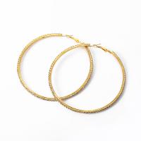 Zinc Alloy Hoop Earring, plated, mode sieraden & voor vrouw & met strass, gouden, Verkocht door pair