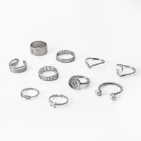 Zink legering Ring Sæt, Zinc Alloy, med ABS plastik perle, forgyldt, 10 stykker & mode smykker & for kvinde, oprindelige farve, Solgt af sæt