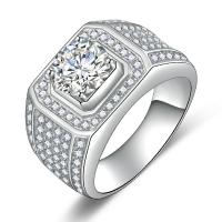 Cupronikkel Finger Ring, platinum plated, verschillende grootte voor keus & voor de mens & met strass, Verkocht door PC