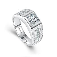 cupronickel Ouvrir Bague, Placage de couleur platine, Réglable & pour homme & avec strass, 8.20mm, Vendu par PC