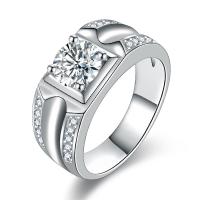 cupronickel bague, Placage de couleur platine, normes différentes pour le choix & pour homme & avec strass, 9.40mm, Vendu par PC