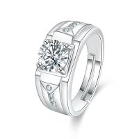 cupronickel Ouvrir Bague, Placage de couleur platine, Réglable & pour homme & avec strass, 8.20mm, Vendu par PC