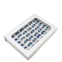 aço inoxidável anel Set, Anel de dedo, unissex, azul, 8mm, 36PCs/box, vendido por box